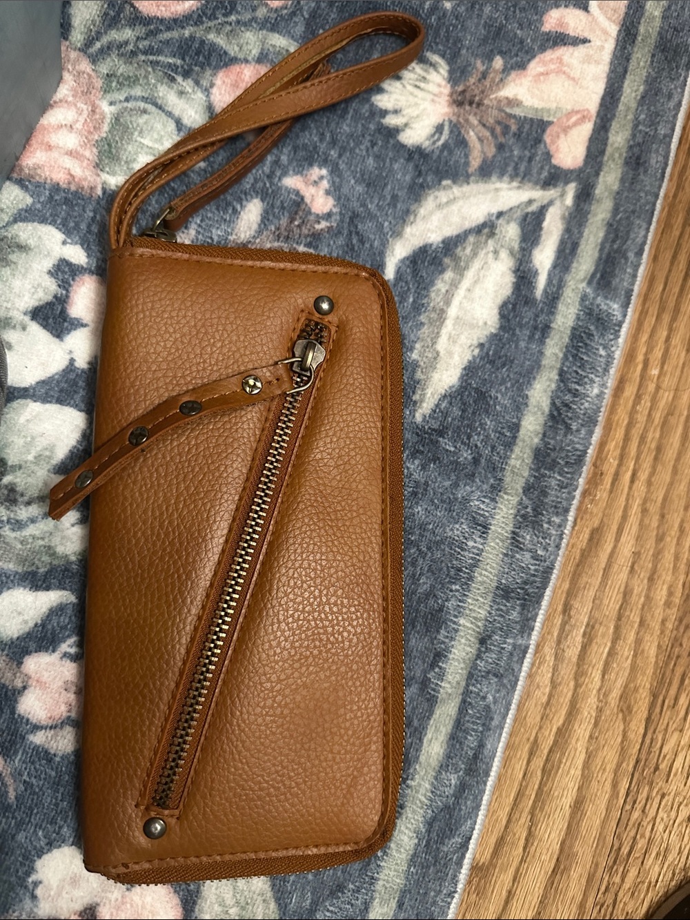 Free People Tan Vegan Wristlet Wallet